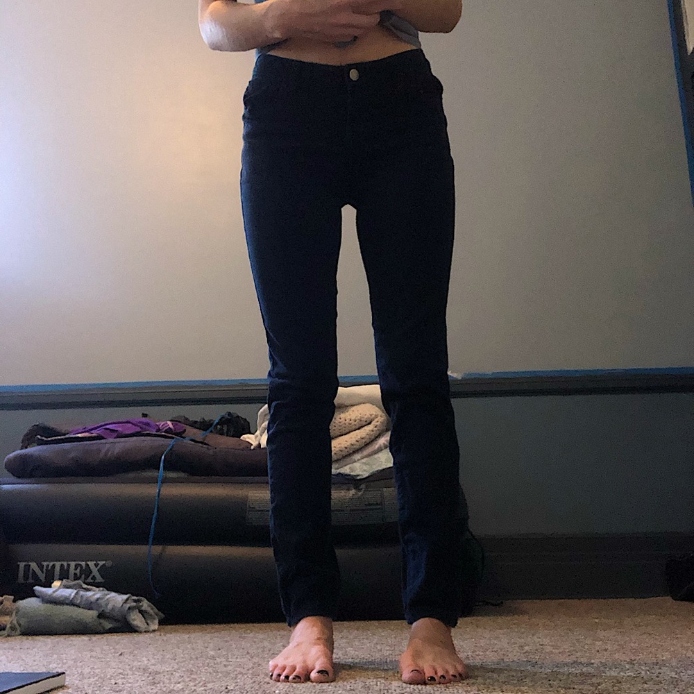 Dark blue straight leg jeans